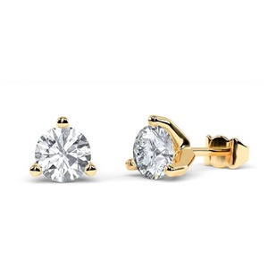 Pendientes de diamantes redondos de 3 puntas con 0.30 quilates de diamantes cultivados en laboratorio en platino para boda o compromiso. - Product Image 2