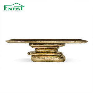 Mesa de Comedor <span class=keywords><strong>Stonehenge</strong></span> de Diseño Moderno y Lujoso, Mueble de Arte Coleccionable Clásico Dorado Metálico para Villa u Hotel - Product Image 4