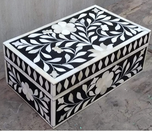 Meilleure qualité boîte à bijoux en incrustation d'os décor indien artisanat boîte-cadeau en bois boîtes de luxe de l'inde - Product Image 3