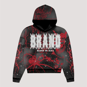 Venta al por mayor 100% algodón cremallera Sudadera con capucha hombres ropa de calle de gran tamaño Rhinestone PuffPrinting sudadera de lana - Product Image 1