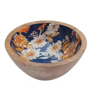 Tazón Redondo de Madera de Mango Esmaltada, Tazón de Madera de Grado Alimenticio para Mezclar o Servir Frutas y Ensaladas, Ideal para la Mesa del Comedor o la Cocina - Product Image 2