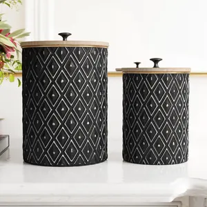 Customized Black Antique Modern Design <b>Metal</b> Box Lid Handmade Decorative Storage Jar for Kitchenware Customizable <b>Metal</b> <b>Boxes</b> - Product Image 5