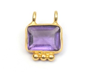 Collar con Colgante de Latón con Baño de Oro de 18K y Piedras Preciosas Naturales, Diseño de Doble Argolla, Hecho a Mano, Regalo para Ella - Product Image 3