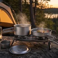 Ensemble de cuisine en titane 9 pièces, pliable, de qualité alimentaire CPC, pour la cuisine en plein air, le camping, les pique-niques et les voyages