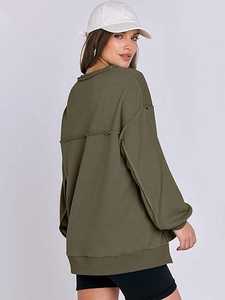 Sweat-shirt oversize pour femme, demi-zip, sweat-shirt court en polaire, sweat-shirt à fermeture éclair quart, tenues de mode automne 2025 - Product Image 5