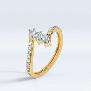 แหวนหมั้นโซลิแทร์ทองคำขาว10K แหวนเพชรกลมและบาแกตสำหรับปลูกในห้องปฏิบัติการสำหรับเครื่องประดับงานแต่งงานหรือของขวัญ - Product Image 3