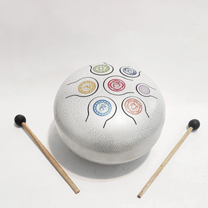 Tambor de mano de acero plateado de 6 pulgadas para nueva música Curación Yoga Meditación-Instrumento de percusión para Diwali - Product Image 3