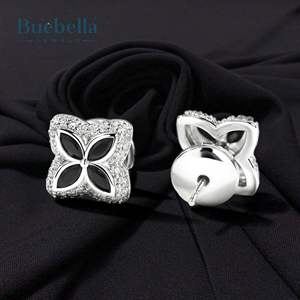 Gran oferta de pendientes de tuerca de trébol de cuatro hojas de plata de ley 925 para hombre, Joyería de diamantes de estilo Hip Hop - Product Image 6