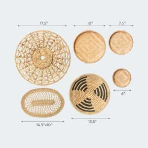 Ensemble de 6 paniers muraux à texture et forme variées Accents muraux durables - Product Image 1