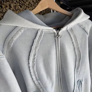 Custom Logo Vintage Unisex Acid <b>Wash</b> Hoodie for <b>women</b> Zip up Streetwear Embroidered Printing Cut-Out Designer Acid <b>Wash</b> Hoodie - Product Image 5