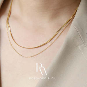 Collana Geometrica a Spina di Pesce da 2mm, Antiossidante, Impermeabile, Placcata Oro, Doppia Catena Sottile, Regalo - Product Image 1