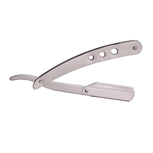 Maquinilla de afeitar de peluquero de acero inoxidable con mango de madera profesional, cuchilla de afeitar plegable sin cuchilla - Product Image 1