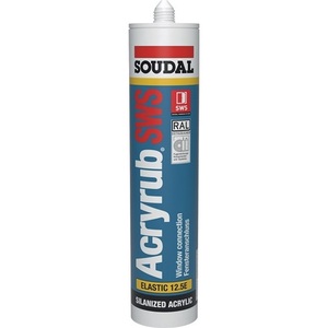 Soudal SWS 310 ml <b>White</b> Acrylic Adhesive Cartridge 310 ml SOUDAL Acryrub for Office Use - Product Image 1