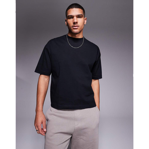 Custom Drop shoulder <b>Crop</b> body short sleeve oversized t-<b>shirts</b> 100% organic cotton o-neck Plain summer T-<b>Shirt</b> for men - Product Image 5