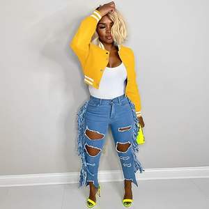 Chaqueta Universitaria Corta para Hombre, Talla Grande, Invierno, Diseño de Botones Tejidos con Parches, Estilo Universitario de Lona - Product Image 4