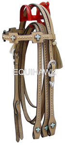 Ensemble de collier de poitrine de tête de nouage en cuir véritable de qualité supérieure avec produit équestre perlé - Product Image 2