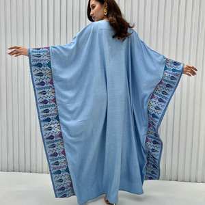 Meilleures ventes Abaya en soie faite à la main à manches longues Anti-rides Adultes Hiver Tissu en velours côtelé Chaud Saisons froides Traditionnel Musulman - Product Image 2