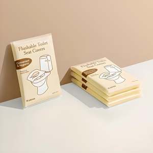 Lot de 50 Housses de siège de toilette jetables en papier gaufré personnalisé, biodégradables pour les toilettes nomades - Product Image 6