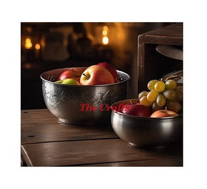 Ensemble de deux bols de service en aluminium au design magnifique, pour cuisine, aliments, en-cas et fruits secs, de deux tailles différentes, en gros - Product Image 5