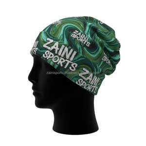 หมวกบีนนี่ผู้หญิง 200GSM ผ้าโพลีเอสเตอร์ยืดหยุ่น ลายพิมพ์วนสีเขียว ออกแบบโลโก้ตามสั่ง สไตล์ซับลิเมชั่น หมวกบีนนี่แบบจาการ์ด - Product Image 3