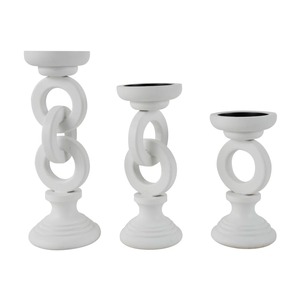 Wooden <b>Candle</b> <b>Holder</b> White Chain Design for Living Room Decor Clean Look Tabletop Decorative Home Styling Wholesale From India - Product Image 6