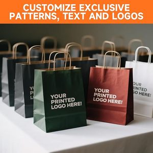 Custom Printed Kraft Paper Shopping <b>Bags</b> Laminated Retail Gift <b>Bags</b> With Logo Handle - Product Image 6