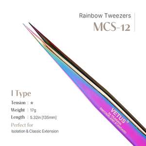 Pince à épiler pour sourcils MCS-12 en acier inoxydable, forme en I, avec pointes en fibre, pointe fine pour extensions de cils, échantillon gratuit - Product Image 2