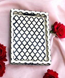 Bandeja de Servicio Decorativa, Artesanía, Diseño Rectangular/Octagonal con Incrustaciones de Hueso y Resina - Product Image 2