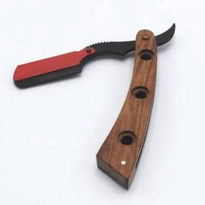 Maquinillas de afeitar plegables hechas a medida, venta al por mayor, hoja de afeitar de peluquero desechable de seguridad con mango de madera y hueso, maquinilla de afeitar - Product Image 1