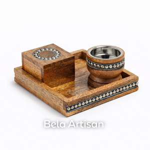 Bela Artisan Mabkhara de madera de lujo con juego de bandeja de logotipo grabado al por mayor accesorios de difusor de incienso y aromaterapia - Product Image 1