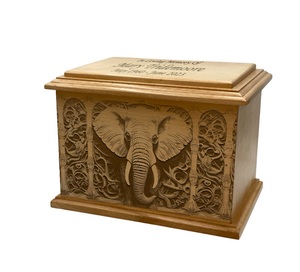 Urne funéraire éléphant taille adulte urne funéraire en bois gravée vie sauvage urne funéraire en bois avec personnalisation - Product Image 1