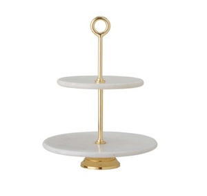 Soporte para Pastel de Bodas de 3 Niveles de Metal y Mármol Blanco, Bandejas de Servicio Modernas con Acabado de Alta Calidad. - Product Image 2