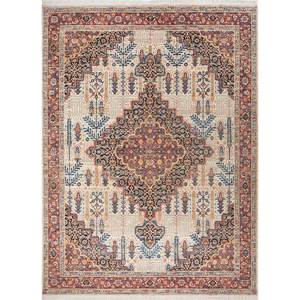 Alfombras de Lana Anudadas a Mano Gulnar Ivory, Alfombra Afgana Rectangular con Medallón para Pasillo, Tabriz, para el Hogar, para Adolescentes - Product Image 1