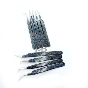 แหนบต่อขนตาสแตนเลสแบบเรียบญี่ปุ่นปลายสีเงินแวววาวเคลือบตามสั่ง - Product Image 3