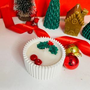 Burn Bright Hola Berry <b>Christmas</b> Soy Wax Jar Candles Eco-Friendly Home Decoration for Holiday Plant-Shaped with Scented Feature - Product Image 1