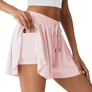 กางเกงขาสั้นมัดย้อมระบายอากาศสำหรับผู้หญิงชุดออกกำลังกายแบบ2-in-1มีป้ายพิมพ์โลโก้ตามสั่งสำหรับฤดูร้อน - Product Image 4