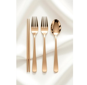 Ensemble de couverts en acier inoxydable fini or, un essentiel de la salle à manger de qualité supérieure qui améliore les repas décontractés et les occasions formelles - Product Image 5