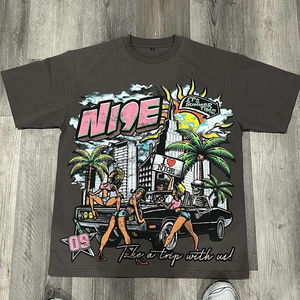 2025 Streetwear Style Hommes All-over Impression Graphique Régulier Coton T-shirts Hommes - Product Image 2