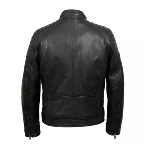 Men's Pure Black Genuine Leather <b>Biker</b> <b>Jacket</b> With Armoured CE Protected Racing Leather <b>Jacket</b> For Men - Product Image 2
