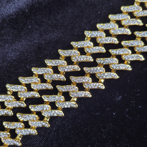 Iced Out <b>Silver</b> Diamond <b>Necklace</b> Zig Zag Link <b>Necklace</b> Micro Pave <b>Set</b> Round Cut Moissanite Diamond <b>Necklace</b> For Unisex - Product Image 4