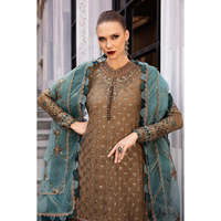 Maria.B. Robe Salwar Kameez en Satin de Luxe, Modèle Pakistanais, Édition 2024, TC-1097, Matière Rayon CST-808