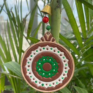 Real Handmade <b>Leather</b> Christmas Ornament <b>Tooled</b> <b>Leather</b> Christmas Round Shape Hanging Decoration Home Christmas Tree Ornaments - Product Image 2