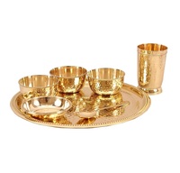 Ensemble de thali en laiton pur 100% fait main, meilleur design, vaisselle en laiton pour la maison, restaurant, service de table, ensemble de service alimentaire