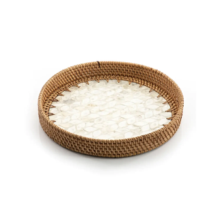 ขายดีที่สุดถาดเสิร์ฟอาหารทรงกลมอุปกรณ์ครัวออกแบบ MOP ถาดเสิร์ฟจานทําด้วยมือ - Product Image 2