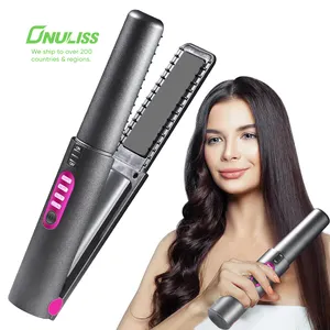 Electronic Rechargeable Hair Brush Straightener Top Hair Straightening Irons