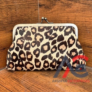 Monedero de piel de vaca con estampado de leopardo para mujer, monedero de cuero genuino a la moda, tarjetero de gran capacidad - Product Image 1