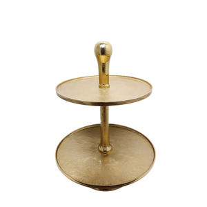Aluminum 2 Tier Round Cake <b>Stand</b> Gold Color Cake <b>Stand</b> <b>Display</b> for Wedding & <b>Table</b> <b>Top</b> Decoration Handmade Bulk - Product Image 1