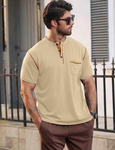 Camisetas caqui de calidad superior para hombre, ropa informal y callejera, tela de punto, marca personalizada y logotipo, camisetas para hombre - Product Image 1