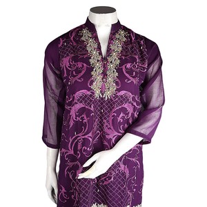 Traje de 3 Piezas Bordado a Mano para Mujer - Morado - Product Image 1