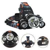 Lampe frontale rechargeable par USB à 3 LED, lampe torche frontale, lampe frontale zoomable, étanche, pour le camping, la randonnée, l'exploitation minière